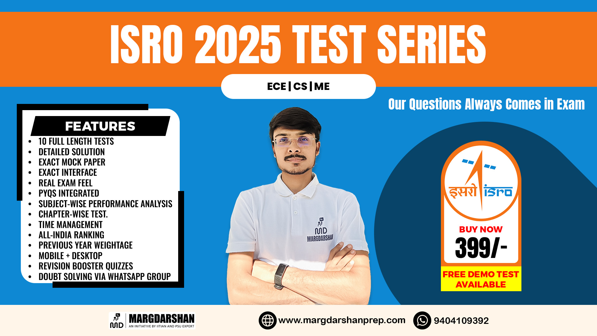 ISRO Test Series 2025 for Mechanical, Electronics, Computer Science